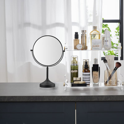 Orbi Round Freestanding Makeup Mirror,Slim Frame and 360 Swivel
