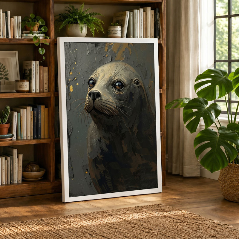 Contemplative Seal Coastal - Wrapped Canvas, 36x24 - 91.4 x 61.0 cm, White Border