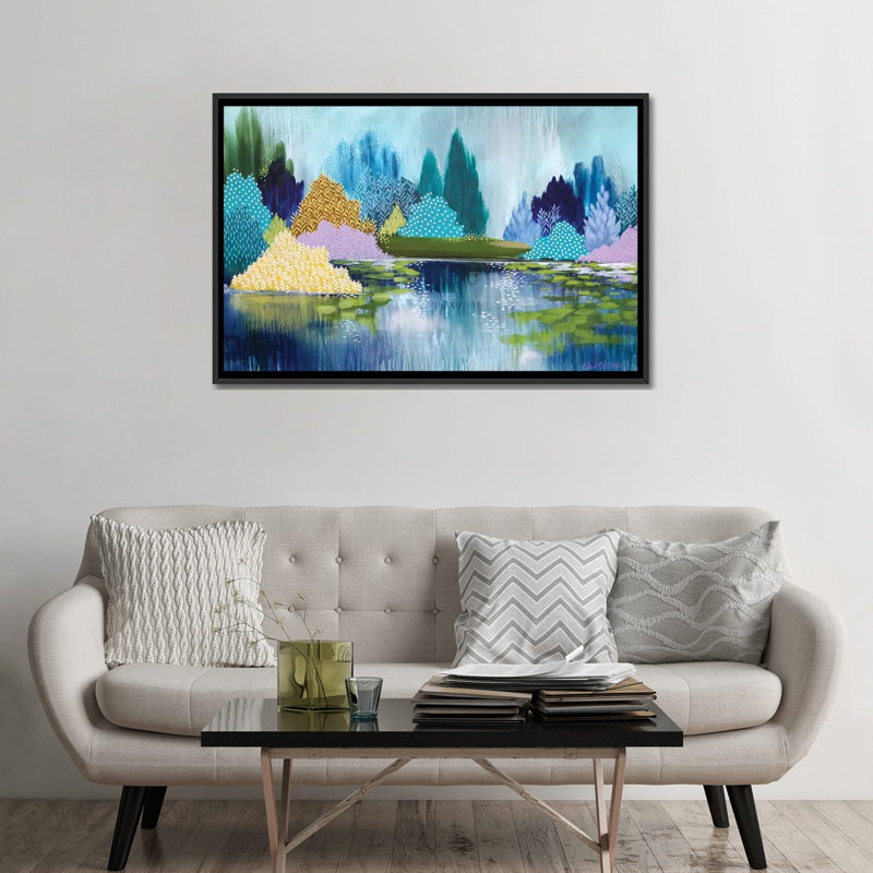 «Hyde Park in Spring» par Clair Bremner - impression, Toile avec cadre noir, H 32 po x l 48 po x P 1,5 po, Pas de tapis