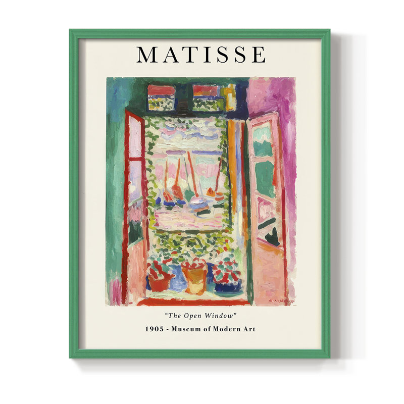 Matisse  Framed Print - Solid Wood, 10" H x 8" W, Green