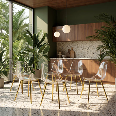 Ensemble de chaises d'appoint en métal doré l 17,32 po x P 18,11 po x H 32,67 po Aurelia (ensemble de 6)
