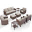 Ensemble de conversation pour famille 7 à 9 personnes en osier avec chaises pivotantes, repose-pieds et tables d'appoint-1116645868