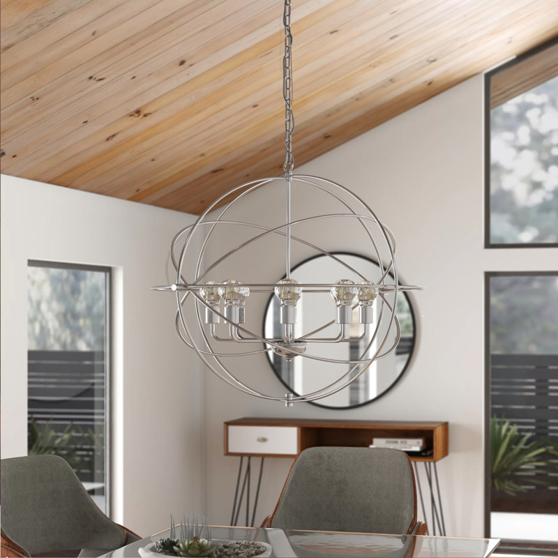 Lustre à 8 globes Anamda, Nickel poli