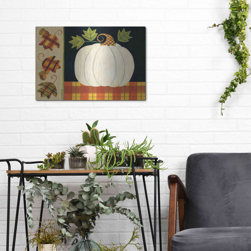 «White Pumpkin» par Bernadette Deming, art mural en métal, H 12 po x l 16 po