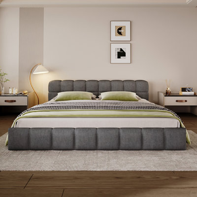 Chenille Upholstered Bed, King