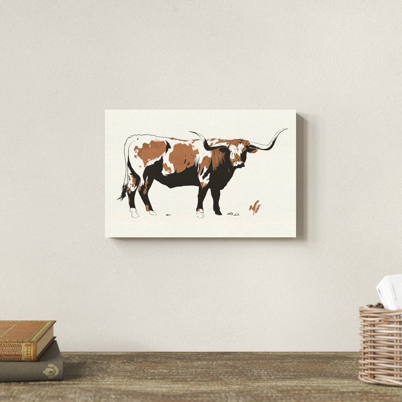 Terre Cotta Steer I par Jacob Green - peinture sur toile tendue, H 8 po x l 12 po
