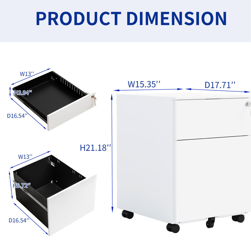 2 Drawer Steel Locking File Cabinet, White, Organizes Legal/letter/a4/f4 Size Files For Office/home Use Accommodates Home/office
