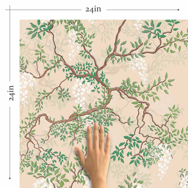 Carreau de papier peint auto-adhésif l 24 po Leaves, L 48 po x l 24 po