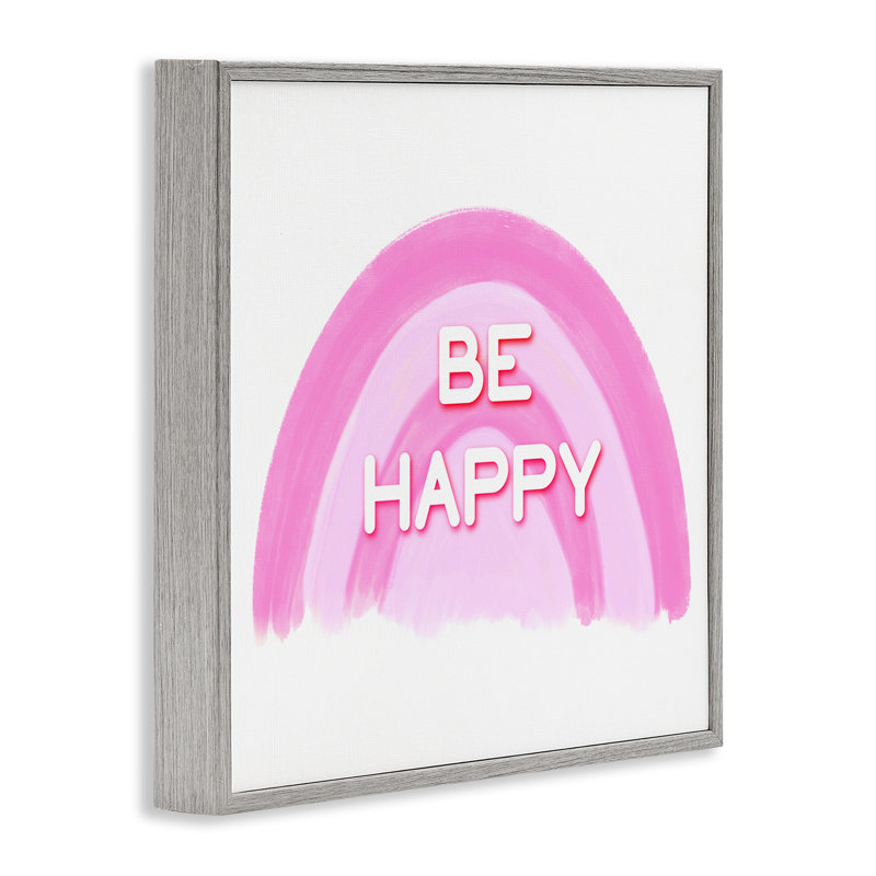 Mauve «Be Happy», estampe numérique encadrée par Amber Clarkson, H 24 po x l 24 po, Estampe numérique Farmhouse