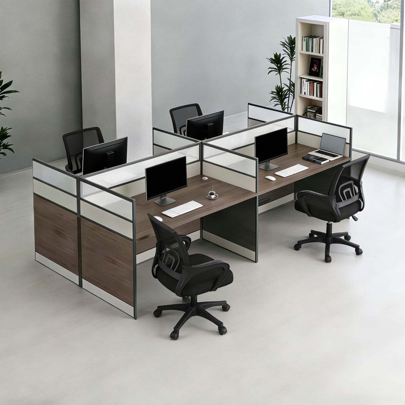 Rectangle 4 Person Cubicle Desk,Benching Workstation with Cable