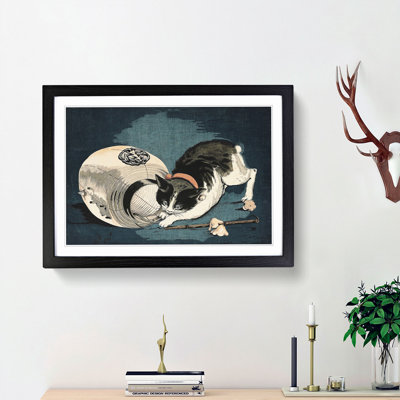 Cat with Paper Lantern by Kobayashi Kiyochika - Picture Frame Graphic Art Print