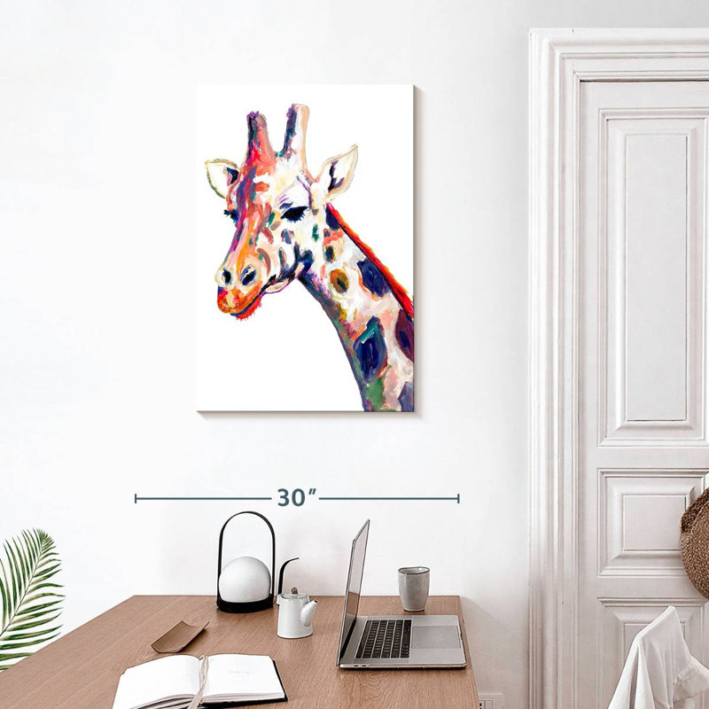 Brampt Colorful Giraffe On White, 30" H x 20" W