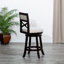 Tabouret pivotant à dossier en X de 24 po de hauteur comptoir, finition espresso, siège en tissu beige-100125398-100125404