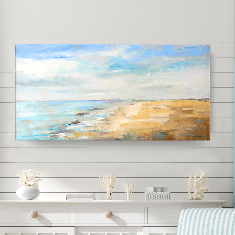 One-of-a-Kind Original 'Blue Inlet' by Dana McMillan - Wrapped Canvas Painting