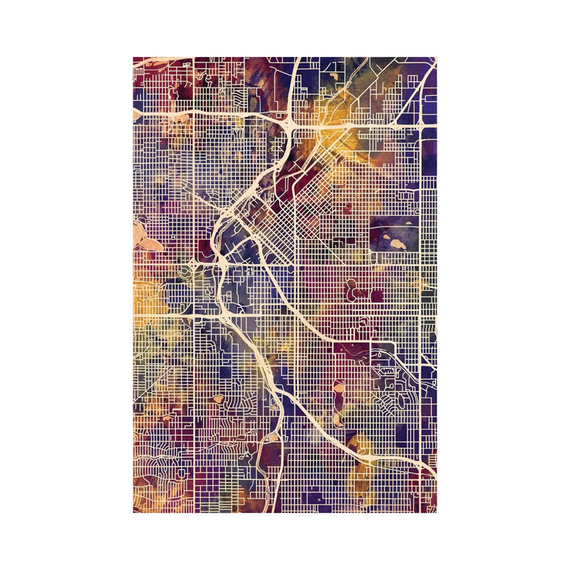 Denver Colorado Street Map II by Michael Tompsett - Wrapped Canvas Gallery-Wrapped Canvas Giclée, 20.32 cm H x 30.48 cm W