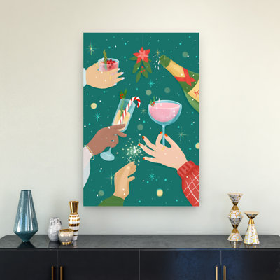 «Cheers Contemporary Poinsettia Winter», reproduction d'art murale