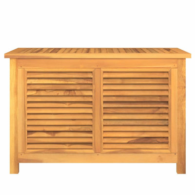 Ophelia & Co. Shawnda 90 cm W Water Resistant Teak Solid Wood Deck Box in Brown