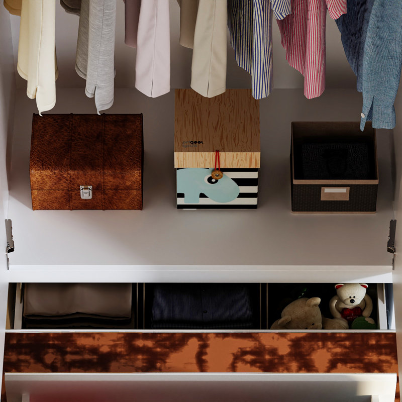 Galiana Modern Full-Length Mirrored Wardrobe With Multiple Drawers And Adjustable Shelving