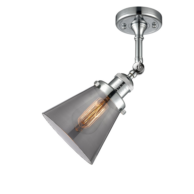 Hardie Glass Semi Flush Mount, Polished Chrome, 13.5" H x 6.25" W x 6.25" D, Plated Smoke