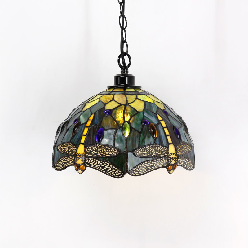 Luminaire suspendu en forme de libellule Tiffany, H 7 po x l 12 po x P 12 po