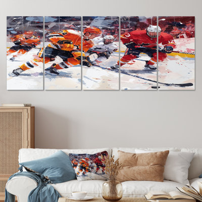 Hockey Players During Playoffs I  Sport Hockey Canvas Wall Art Set