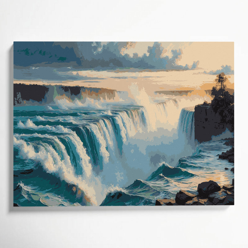 Cities Niagara Falls Gray Canvas Wall Art, 24" H x 36" W