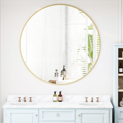 Miroir en métal doré de 42 po, salle de bain murale, salon, miroir de salle de bain 42 po rond pour la décoration de la salle de bain