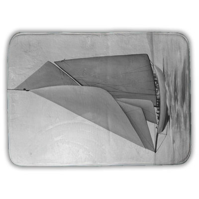 Vintage sailing ship Bath Mat with Non-Slip Backing - Quick Dry Memory Foam Bathroom Rug - Absorbent - Modern Plush Spa-Style - Machine Washable