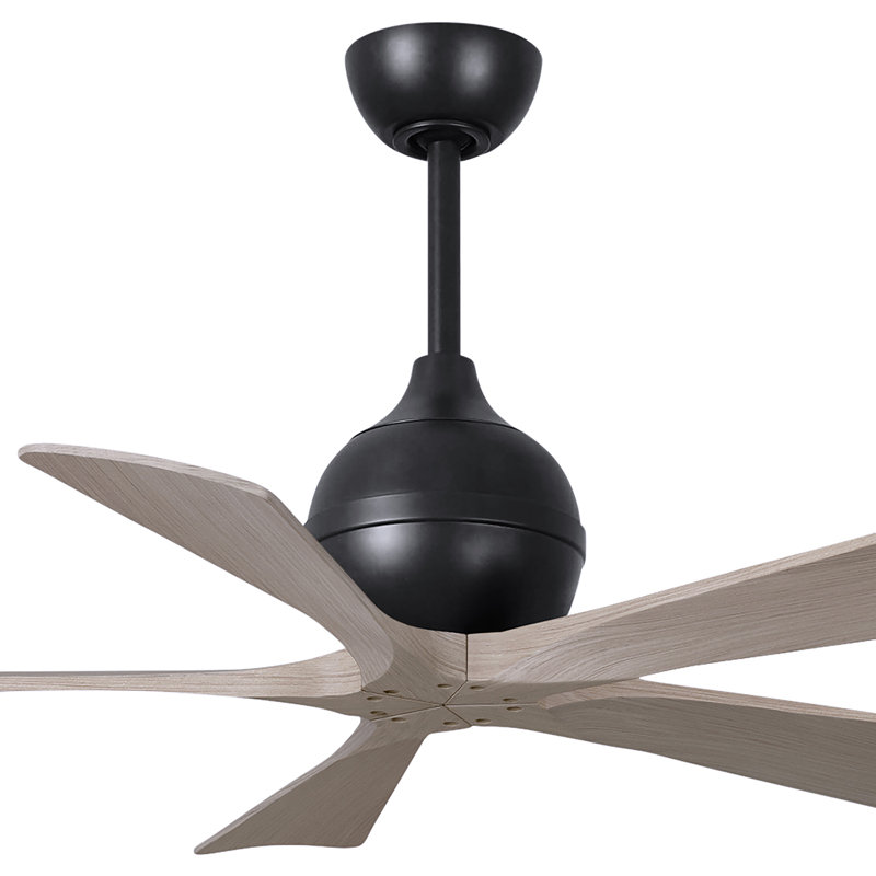 52" Irene 5-Blade Ceiling Fan with Wall Remote, 42", Matte Black, Gray Wash