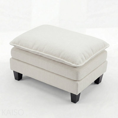 Repose-pieds rectangulaire pour salon en chenille beige