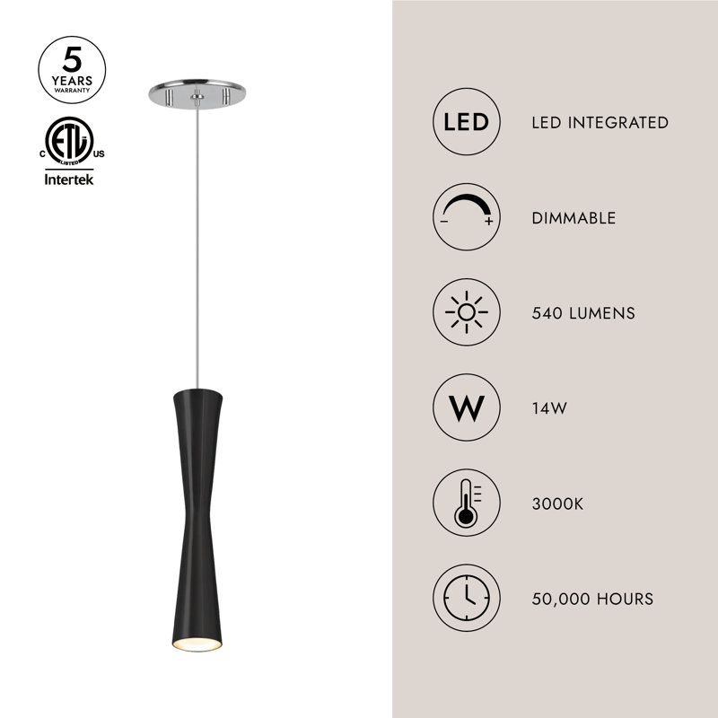 Robson 1 - Light LED Pendant, White