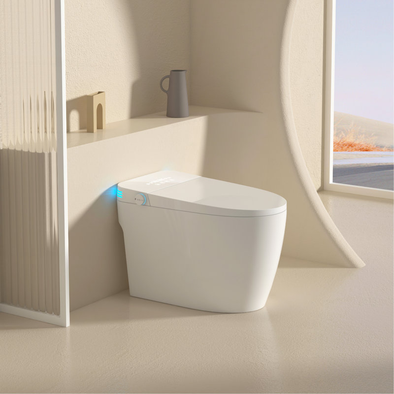 Toilette intelligente avec commande vocale et pare-bulles, Blanc