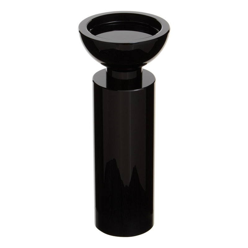 Glass Tabletop Tealight Holder, Black, 25cm H x 10cm W x 10cm D