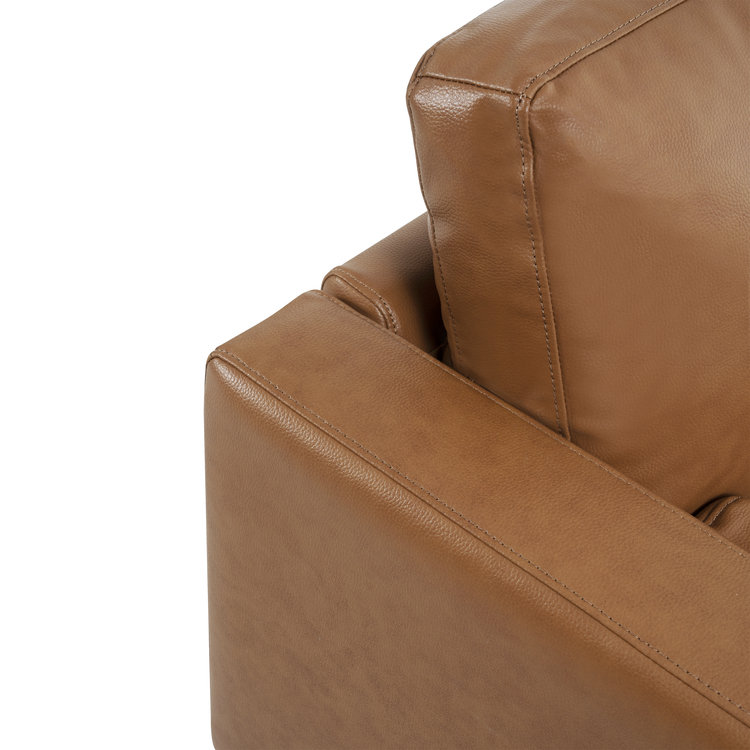 2 Seater Genuine Leather Loveseat – Elegant Modern Couch for Comfortable Living Room Decor, Tan Faux Leather