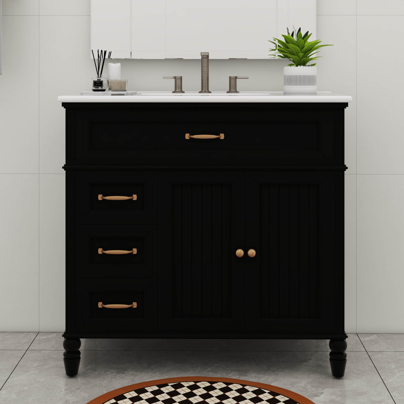 Meuble-lavabo 36 po avec lavabo 36 po, Noir