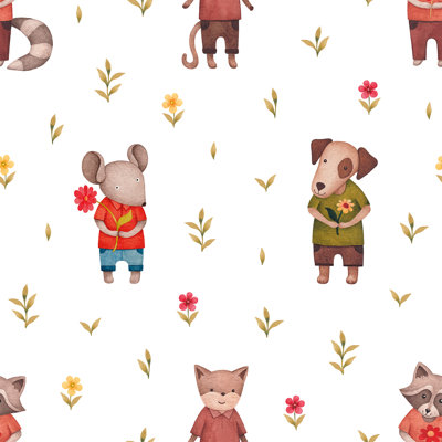 Panneau de papier peint amovible et adhésif animaux children Waring