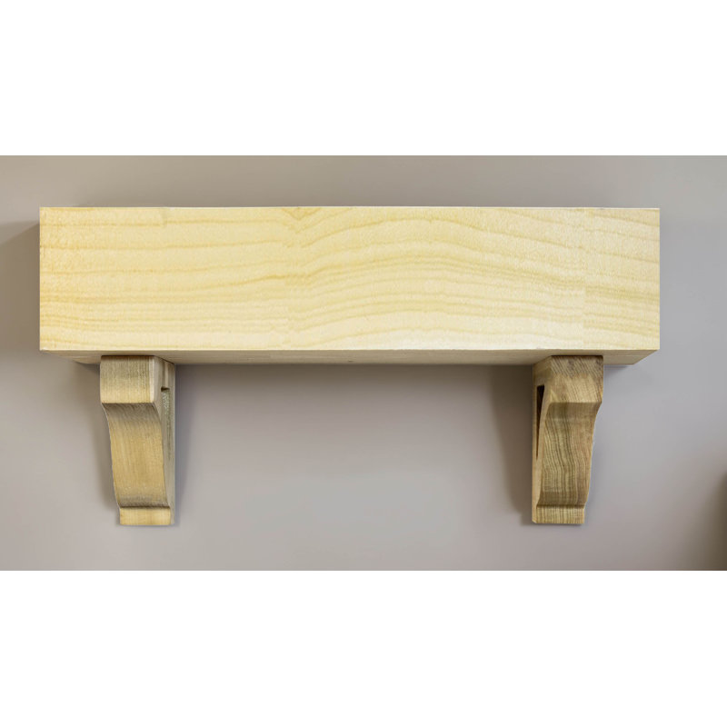 Tablettes flottantes en peuplier avec corbeaux, 11" H x 49" W x 4" D