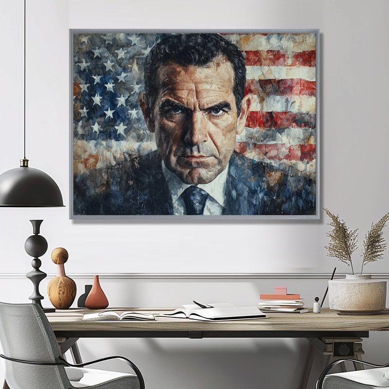 Steinar - Fashion Wall Art, H 24 po x l 32 po, Picture Framed, Argent argent
