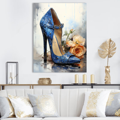 Fashion Blue High Heels, reproduction d'art sur toile