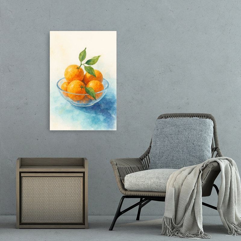 Aquarelle, agrumes, nature morte, abstrait, paysage contemporain de fruits, reproduction d'art mural, 36" H x 24" W