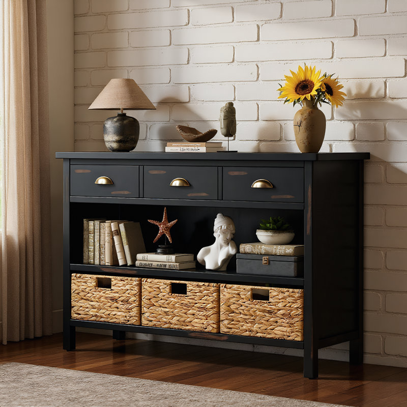 Console avec 3 tiroirs de rangement, Espresso