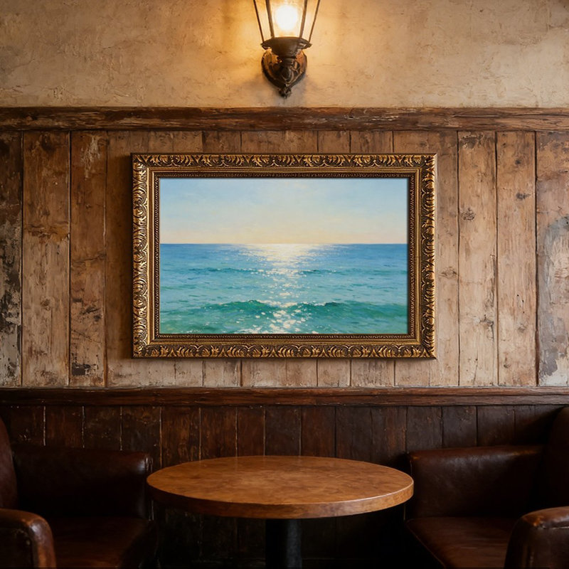 Cadre mural vintage orné Horizon Waves – Cadre doré décoratif pour œuvres d'art., L 16 po x l 24 po