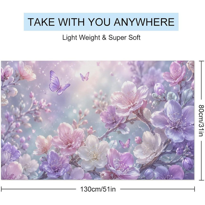 Serviette de plage Spring Flowers Butterflies Pastel Garden