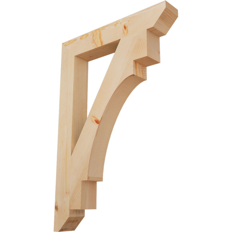 Support en bois / corbeau, Douglas (lisse), H 38 po x l 3,5 po x P 26 po