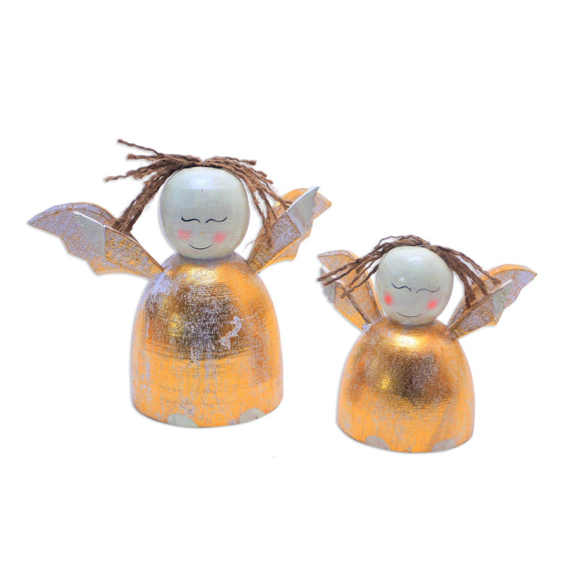 Ensemble d’ornement de bureau en bois 2 pièces happy anges