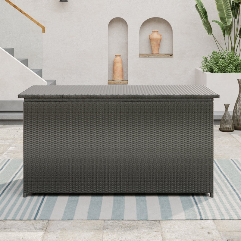 202 Gallons Wicker / Rattan Outdoor Storage Bin, Dark Gray