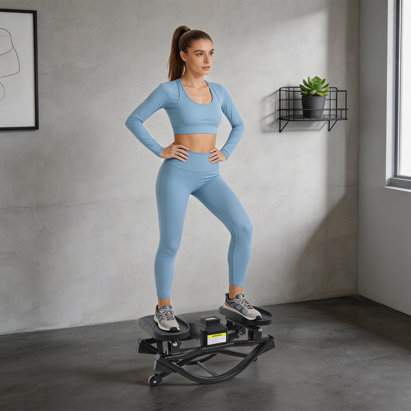 Rock Stepper with 1 Mat and 2 Exercise Bands, Side to Side Rocking Stepper for Exercise at Home
