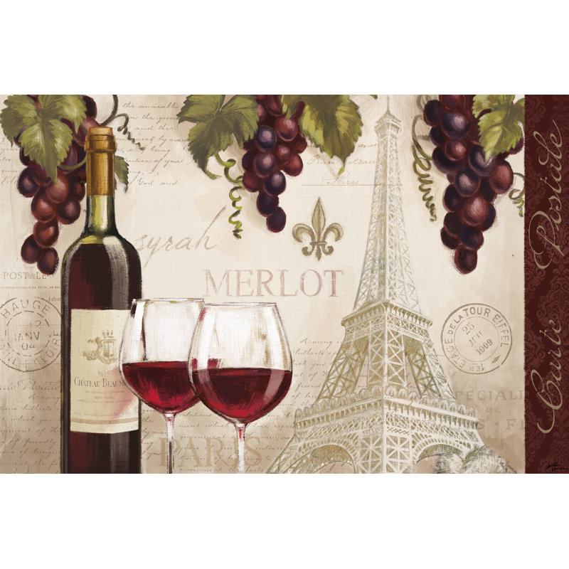 Wine In Paris II by Janelle Penner - Graphic Art Print, 61cm H x 91cm W, Black Floater Framed