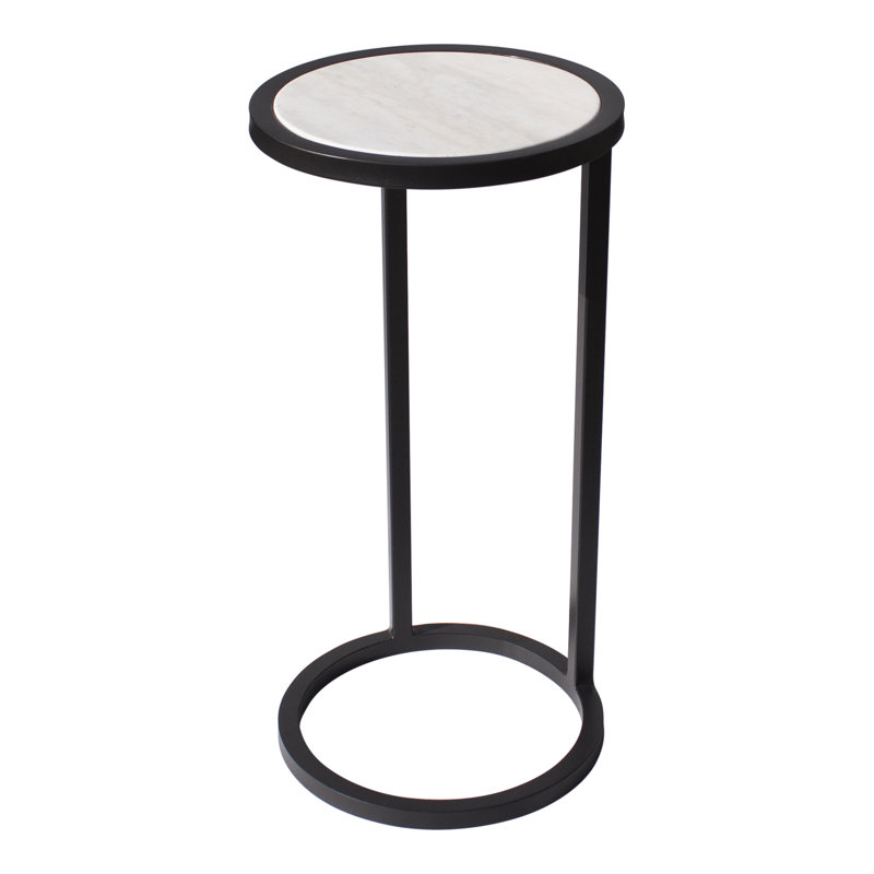 Vegas Stone Frame End Table, Flat Black, Carrera Marble