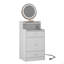 Ensemble de coiffeuse 3 en 1 avec miroir et lumière, petit ensemble de coiffeuse avec station de recharge, 2 tiroirs et espace de rangement ouvert, avec tabouret rembourré, bureau de coiffeuse compact-2103954731